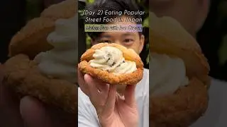 Eating Melon Pan Bread with Ice Cream in Japan