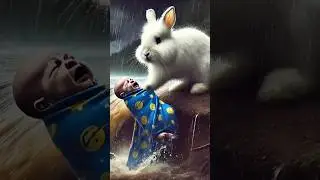 Rabbit saves baby floating in water 🐇#Animals #RabbitRescue#CuteAnimals #BunnyAdventure#AnimalRescue