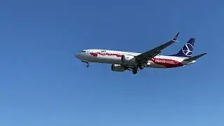 LOT Boeing 737 MAX 8 Independence livery &ndash; landing at Heathrow Airport &bull; 飛行機スポッター