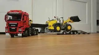 LEGO Technic 1:17 wheel loader and lowboy by Efferman