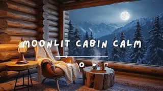 2 HR Moonlit Cabin Calm, Snowfall Window