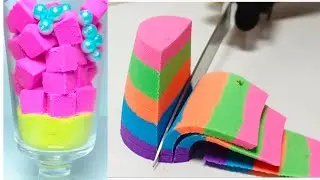 Very Satisfying and Relaxing Kinetic Sand ASMR Video 41 Bright Colors & Satisfying Layers
