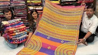 Pure Tussar Hand Gujarati Work Saree Manufacturer & Wholesaler in Kolkata Park Street
