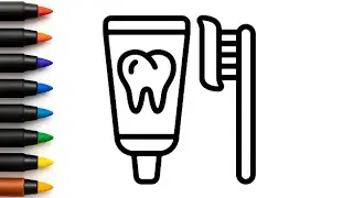 Toothpaste and Toothbrush Drawing for Kids | Easy Step by Step