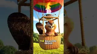 Curious Beaver Rides a Hot Air Balloon 🎈🦫 #cuteanimation #animals #animation #beaver #funny