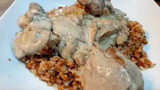 Куриная печень фламбе с луком и сливками!!!