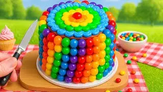 Mini Rainbow Candy Cake 🌈🍬❤️ Satisfying Cake Decoration