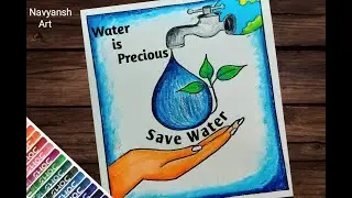 Water is Precious drawing easy / How to draw Save Water, Save Earth poster step by step
