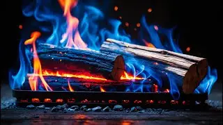 12H Fireplace with Mesmerizing Blue Flames | Relaxing Crackling Logs for Sleep & Calm Focus