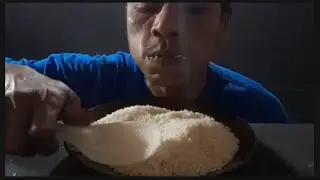 Beras lokal||asmr raw rice eating||vidio pendek makan beras di piring pakek centong||eat rice