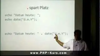 PHP-Tutorial: Ausgabe durch verketten http://www.PHP-Kurs.com