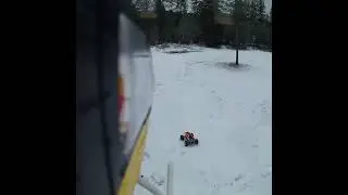Xmaxx and a EC-135! #xmaxx #traxxas #ec135 #rccar #helicopter #snow #flywing #