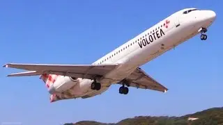 Volotea Boeing 717 Super LOW Late Takeoff @ Skiathos - JSI Airport Plane Spotting