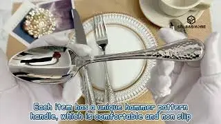 Mirror polished hammered handle stainless steel cutlery set#foryou #event #wedding #youtubeshorts