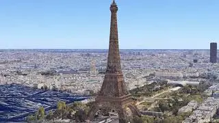 Google Earth  Drone flight over the Eiffel tower, Paris, France