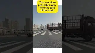 A near miss&mdash;right at the truck&rsquo;s rear