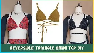 HOW TO SEW A TRIANGLE BIKINI TOP | Reversible Bikini Top With Tie Straps DIY