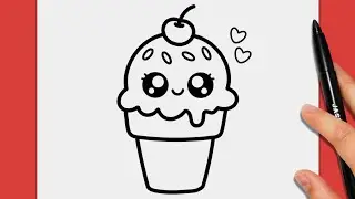 How to Draw a Cute Ice Cream Cone for Kids | Easy Drawing Step by Step 