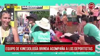 Equipo de kinesiólogos atiende a los deportistas en el Triatlón Internacional de La Paz