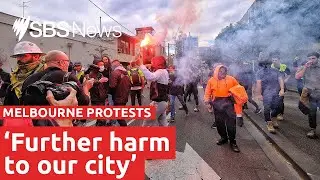 Protesters stand-off with Victoria Police at Shrine of Remembrance | SBS News