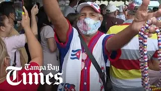 People gather in support for Cuba in Little Havana