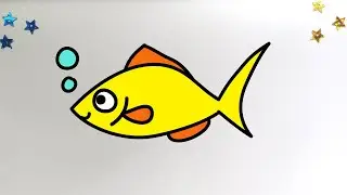 How to draw a FISH - Easy Drawing Tutorial for Kids Toddlers Preschoolers