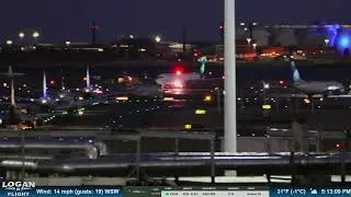 Aer Lingus Night Takeoff from Boston Logan Airport Runway 33L