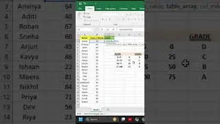 Simplify Grading in Excel with VLOOKUP | excel hacks | #shorts #excel #trending #viralshorts