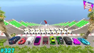 Extreme Crash Ramp Vs Franklin`s 10 Cars : What Happen On Mega Ramp Challenge Gta5
