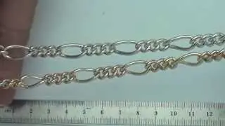 7.6mm Thick Figaro Short and Long 3+1 Link Chain by Foot