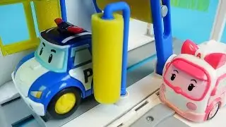 Car wash Robocar Poli Tayo bus Pororo car toys play