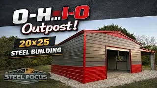 Buckeye-Themed Steel Building Near Columbus, OH | The OH-IO Outpost (20x25 w/ Porch)