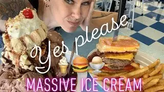 LEATHERBYS MASSIVE BURGER AND SUNDAE CHALLENGE - BIGGEST SUNDAE IN NORCAL - MASSIVE TREAT DEFEATED