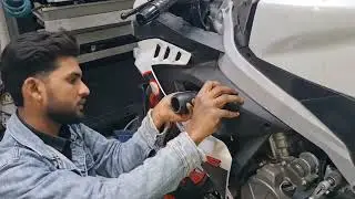 FRAME SLIDERS INSTALLED 😍😍 in my aprilia rs457 #aprilia #apriliars457 #youtube #trending #modified