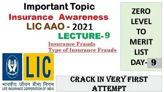 Insurance Frauds | type of Insurance Frauds Mcq  | Insurance Awareness for LIC AAO 2021  |  day 9