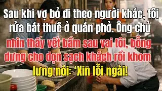 Sau khi vợ bỏ đi theo người khác, tôi rửa bát thuê ở quán phở. Ông chủ nhìn thấy vết bầm sau vai tôi