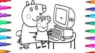 Peppa pig drawing,colouring and painting for kids and toddlers | peppa pig draw easy 
