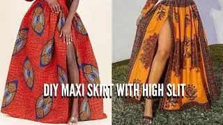 EASY ANKARA MAXI SKIRT WITH HIGH SLIT| DIY PLEATED/ GATHERED SKIRT: how to make a maxi wrap skirt.