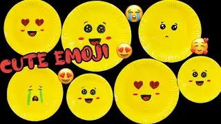 Cute emojis on paper plate 😋😍😍#craft #emojicrafts #craftideas #paperplatecrafts