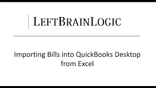 Importing Bills into QuickBooks from Excel