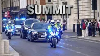 Police SEG escort French President to Downing Street for France-UK summit