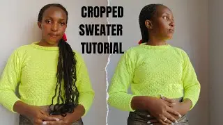 Machine Knit Round Neck Cropped Sweater with Bubble Stitch Pattern 