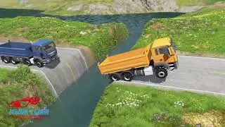 Tabrakan Beruntun Mobil Truk Dijalan Berlubang - Beamng Drive - Beamng 4 Crash