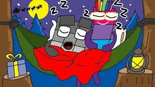 Рисуем персонажей Numberblocks 9 и 7, спящих в рождественском гамаке 🎄