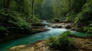 Soft River Stream Noise, Dark Sleep Ambience for Insomnia Relief and Calm Mind
