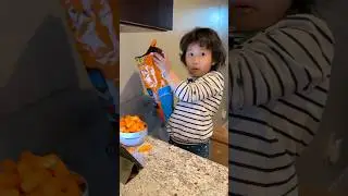 #yummy Oh my god! Chloe accidentally poured out too much Cheetos Puffs.