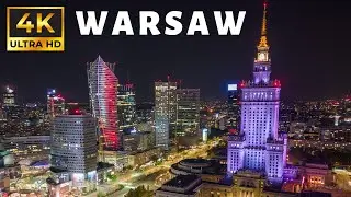 Warsaw City Center by Night 🌙 | Cinematic Drone Video [4K]
