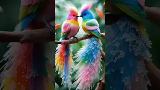 Magical Love Birds Sparkling in the Forest  #cute #moralmagicland #ai