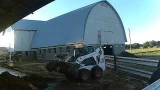 Scraping the heifer barn with the S185!