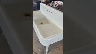 Restored vintage cast iron porcelain farm sink part 2